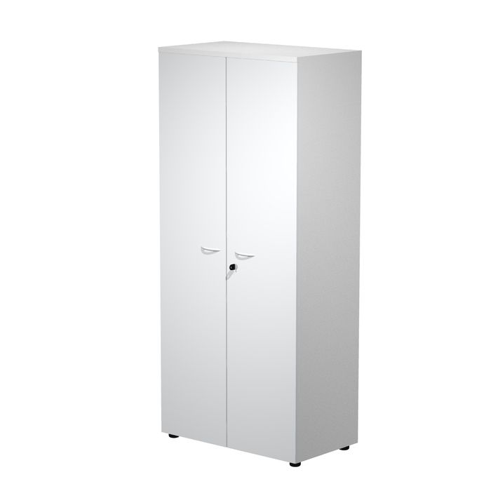 7331920002700-Armoire haute Trend - L80xP44xH180 cm - 2 portes en mélaminé et serrure - gris--0