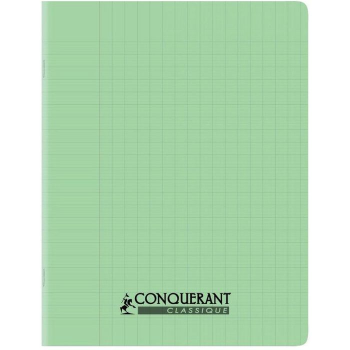 3020120225654-Conquérant Classique - Cahier polypro 24 x 32 cm - 96 pages - grands carreaux (Seyes) - vert clair--0