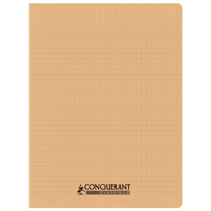 3020120225739-Conquérant Classique - Cahier polypro 24 x 32 cm - 96 pages - grands carreaux (Seyes) - abricot--0