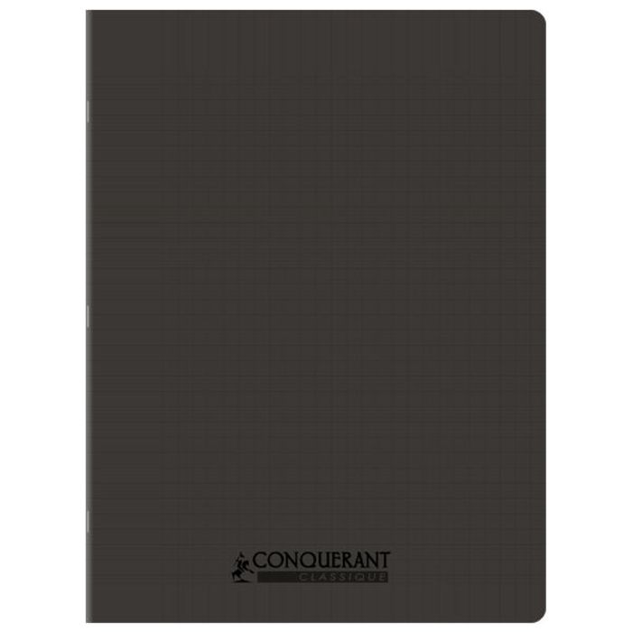 3020120225821-Conquérant Classique - Cahier polypro 24 x 32 cm - 96 pages - grands carreaux (Seyes) - noir--0