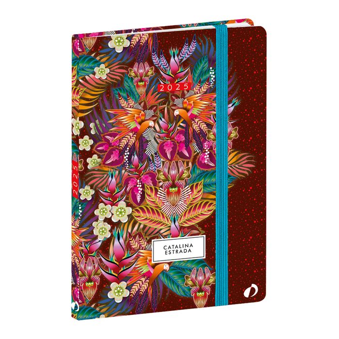 3371010513314-Quo Vadis Catalina Estrada - Agenda - 2025 - semainier - mini - 99.1 x 150 mm - portrait - papier blanc - nature - flowers - ara - couvercle mul--0