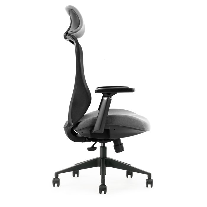 0404051884693-Fauteuil de bureau DESIGNER - Accoudoirs réglables - Appuie-tête - gris et noir--2