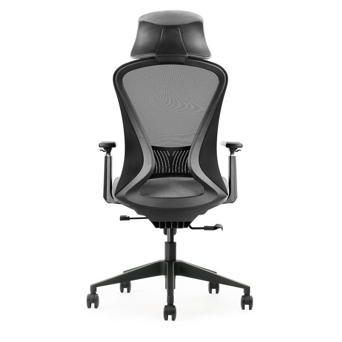 0404051884693-Fauteuil de bureau DESIGNER - Accoudoirs réglables - Appuie-tête - gris et noir--3