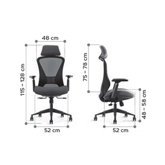 0404051884693-Fauteuil de bureau DESIGNER - Accoudoirs réglables - Appuie-tête - gris et noir--4