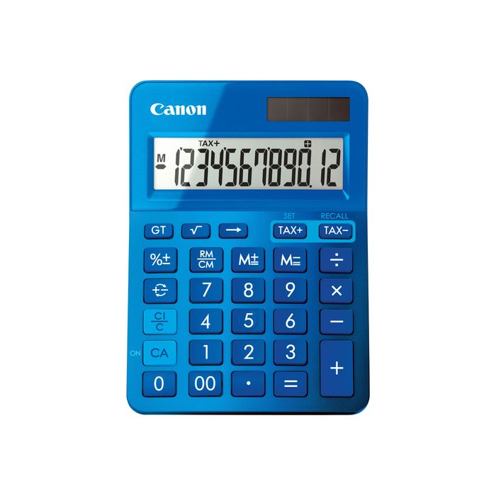 4549292008524-Calculatrice de bureau Canon LS- 123K - 12 chiffres - alimentation batterie et solaire - bleu-Avant-1