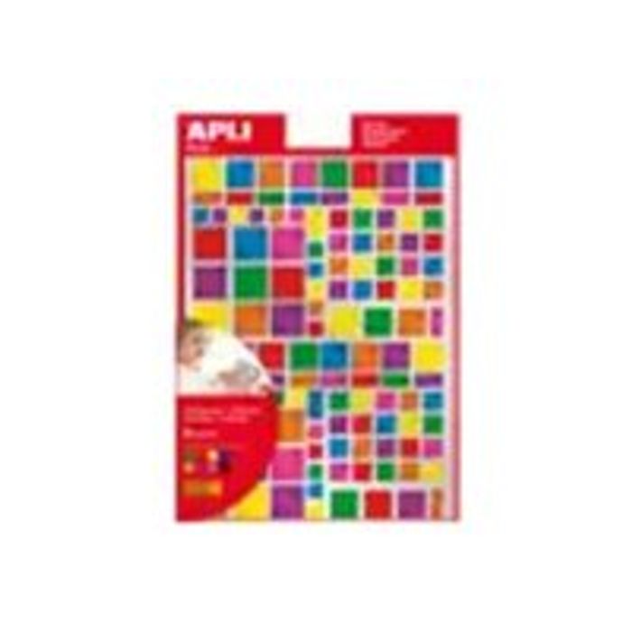 8410782135302-Apli - 6 feuilles gommettes carrées - coloris assortis métallisés-Avant-0