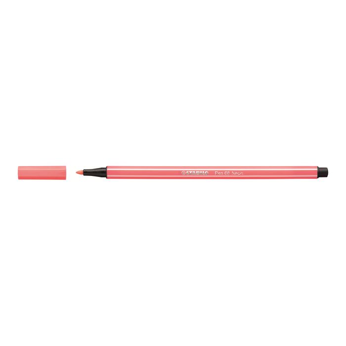 4006381121088-STABILO Pen 68 - Feutre pointe moyenne - rouge fluo-Angle gauche-2