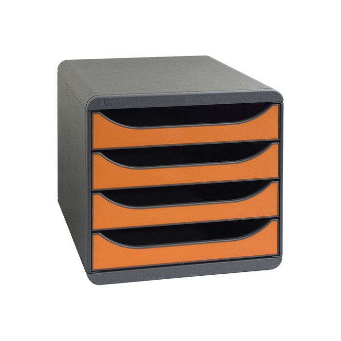 9002493420816-Exacompta BigBox - Module de classement 4 tiroirs - gris/orange-Angle gauche-1