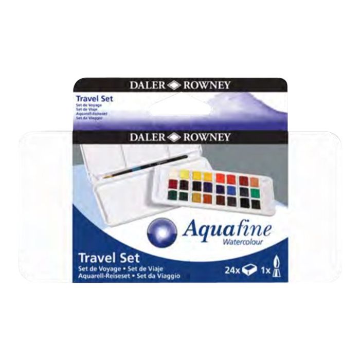 5011386124209-Daler-Rowney Aquafine - Peinture extra fine 24 demi-godets - couleurs assorties (set de voyage)-Avant-0