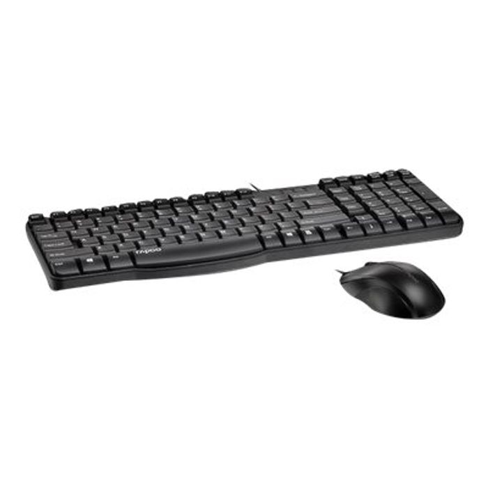 6940056147226-Rapoo N1850 - ensemble clavier et souris filaire Azerty -Angle gauche-1