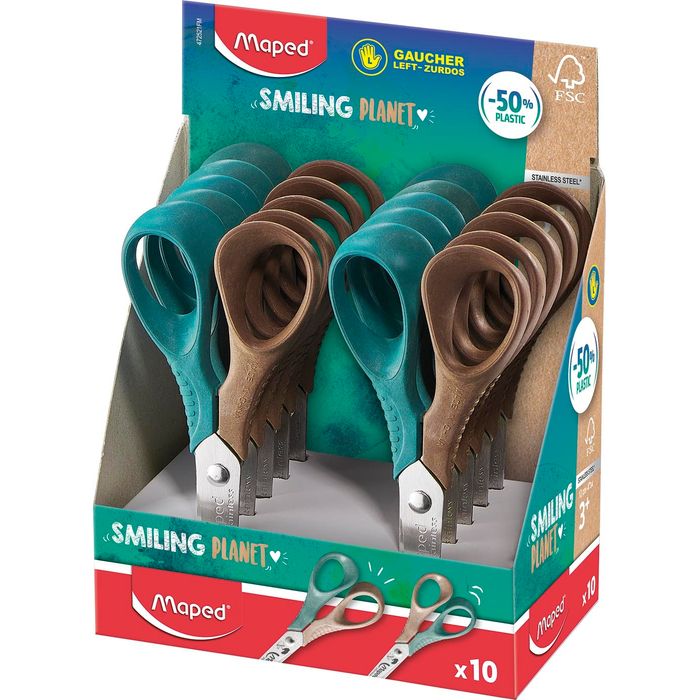 3154144725217-Maped Smiling Planet - Ciseaux Vivo pour gaucher 12 cm - disponible dans différentes couleurs - 50% en--0