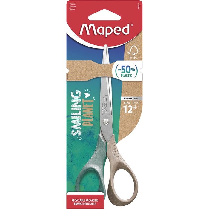 3154144760201-Maped Smiling Planet - Ciseaux Shape 16 cm - disponible dans différentes couleurs - en bois--1