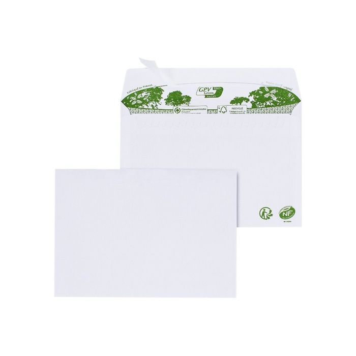 3250650033003-GPV Green - 200 Enveloppes recyclées C6 114 x 162 mm - 80 gr - blanc - bande adhésive ouverture -Avant-1