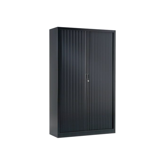 3219095800052-Armoire haute monobloc à rideaux GENERIC - 198 x 120 x 43 cm - noir-Angle gauche-0