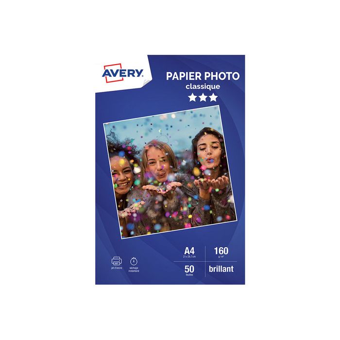 4004182067185-Avery - Papier Photo brillant - A4 - 160 g/m² - impression jet d'encre - 50 feuilles-Avant-0