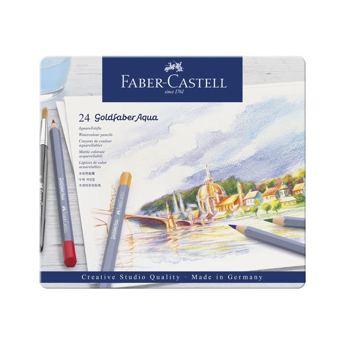 4005401146247-Faber-Castell Goldfaber Aqua - 24 Crayons de couleur aquarellables - couleurs assorties-Avant-1