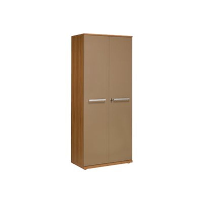 3483600012371-Armoire haute SLIVER - L80 x H188 x P45 - 2 portes - Noyer et bronze-Angle gauche-0