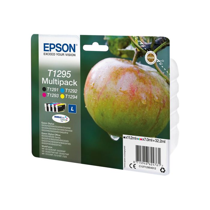 8715946465586-Epson T1295 Pomme - Pack de 4 - noir, cyan, magenta, jaune - cartouche d'encre originale-Angle droit-0