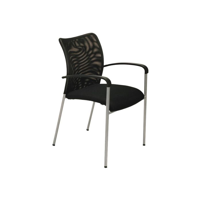 0404051443418-Lot de 4 chaises JULIA - avec accoudoirs - assise et dossier noir-Angle gauche-0