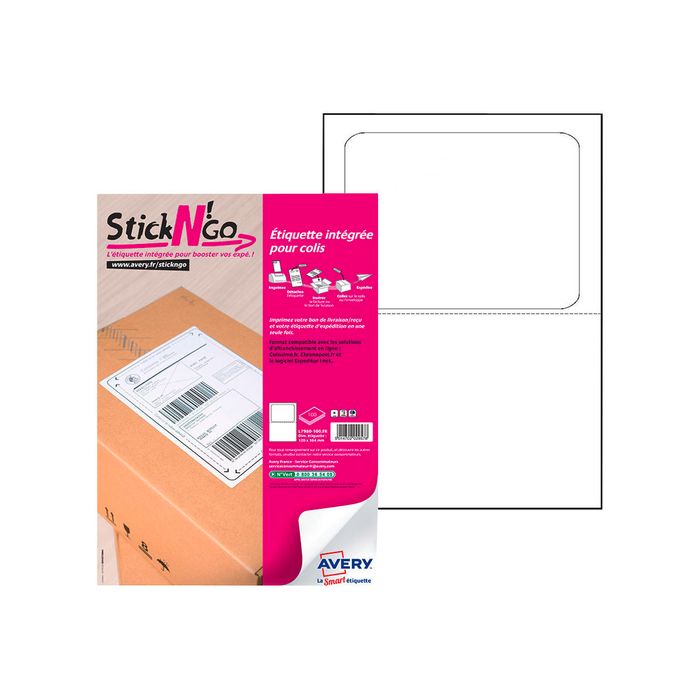 5014702029578-Avery - Stickn'go 100 Étiquettes intégrées blanches - 120 x 164 mm - Compatible Colissimo-Avant-0