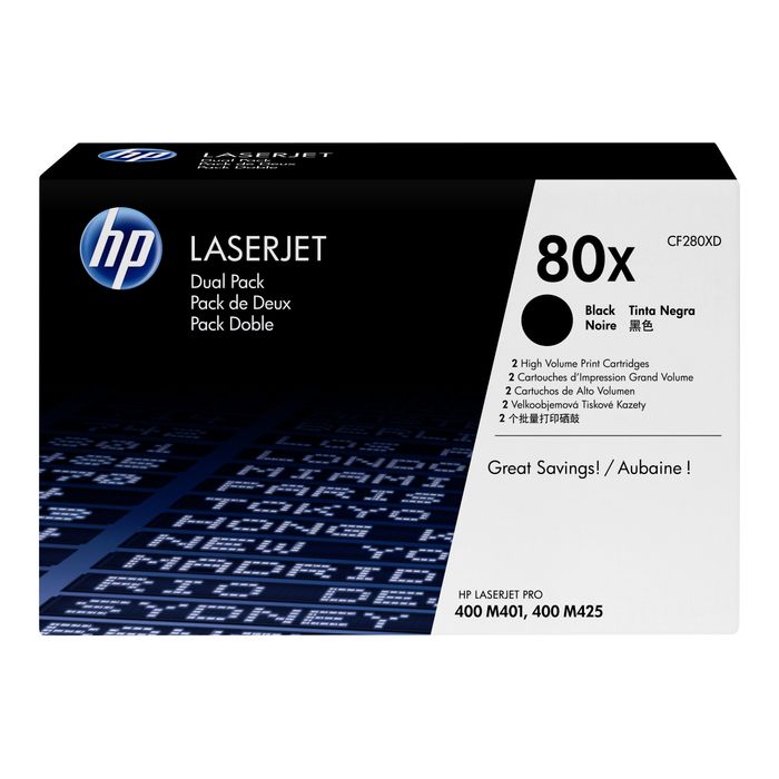 886112379643-HP 80X - Pack de 2 - noir - cartouche laser d'origine-Avant-1