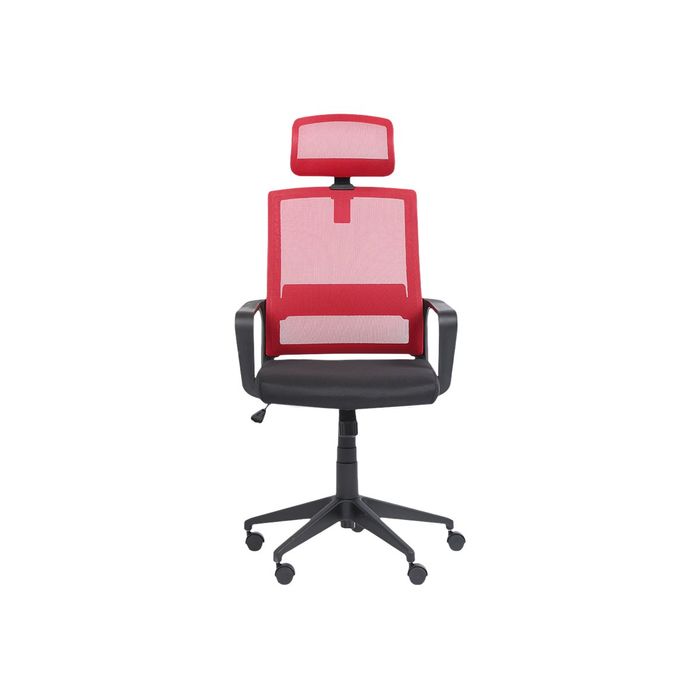 3760185020879-Fauteuil de bureau LIBERTY 02 - accoudoirs fixes - appui-tête réglable - noir et rouge-Avant-1