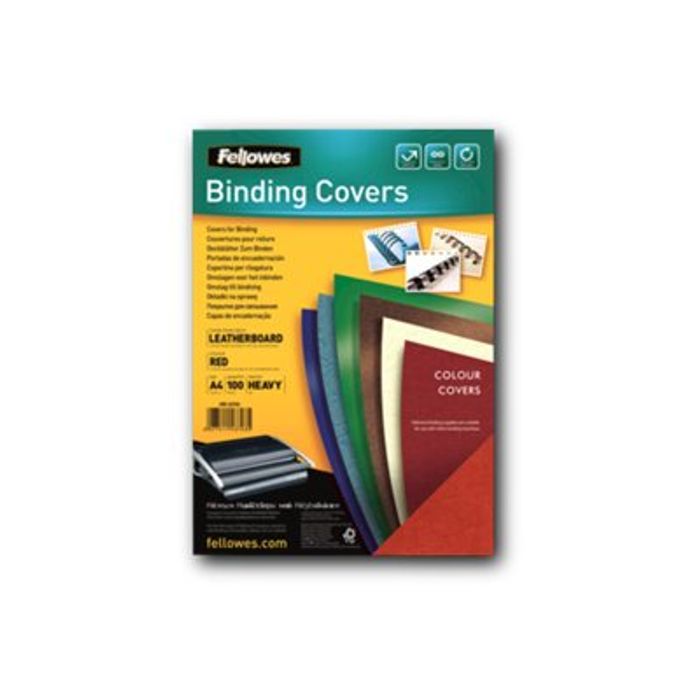 0400009911596-Fellowes - couvertures à reliure A4 (21 x 29,7 cm) - 250 g/m² - rouge-Avant-0