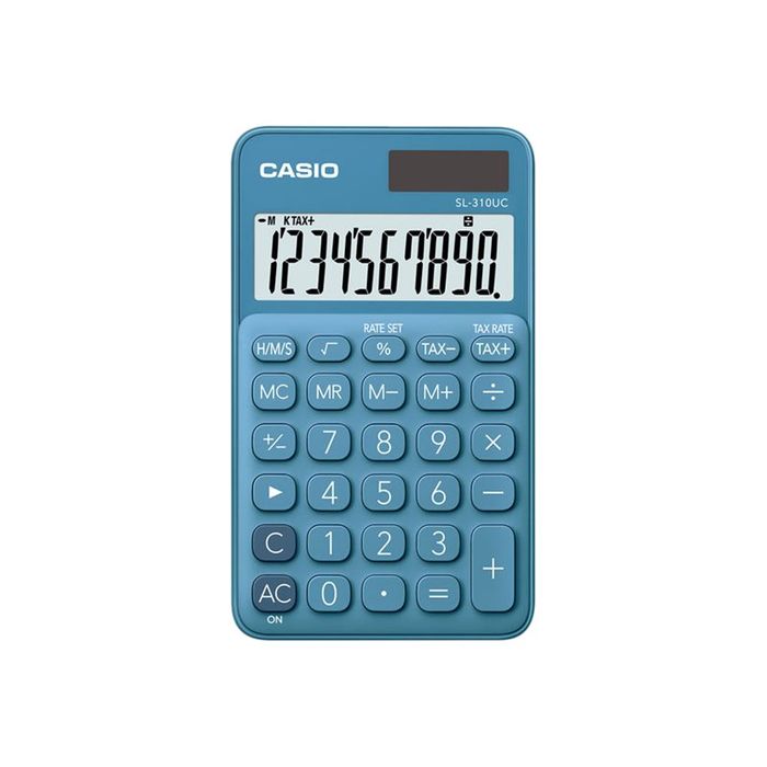 4549526700095-Calculatrice de poche Casio SL-310UC - 10 chiffres - alimentation batterie et solaire - bleu-Avant-0