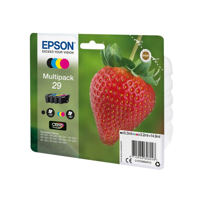 8715946626055-Epson 29 Fraise - Pack de 4 - noir, cyan, magenta, jaune - cartouche d'encre originale-Angle droit-0