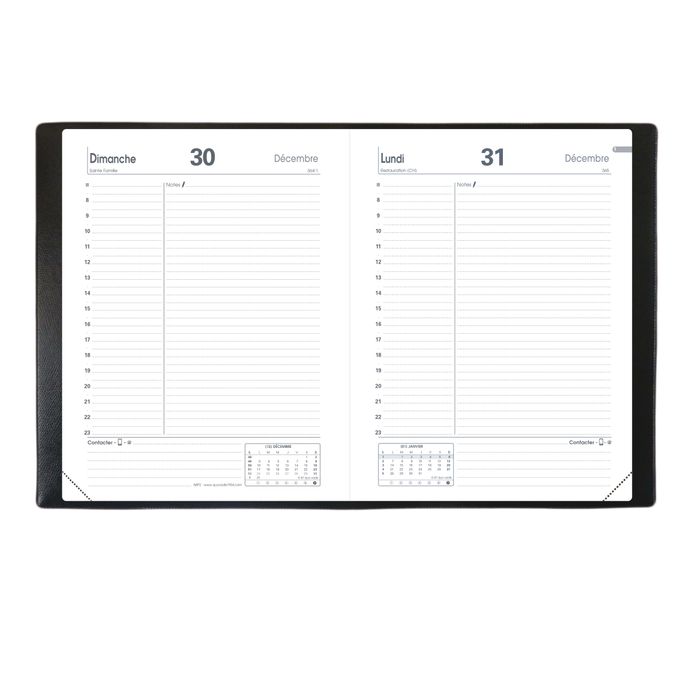 3371010128389-Agenda Impala ABP2 - 1 jour par page - 12 x 17 cm - noir - Quo Vadis--1