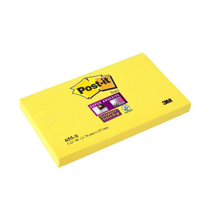 4001895877117-Post-it - Bloc notes Super Sticky - jaune jonquille - 76 x 127 mm--0