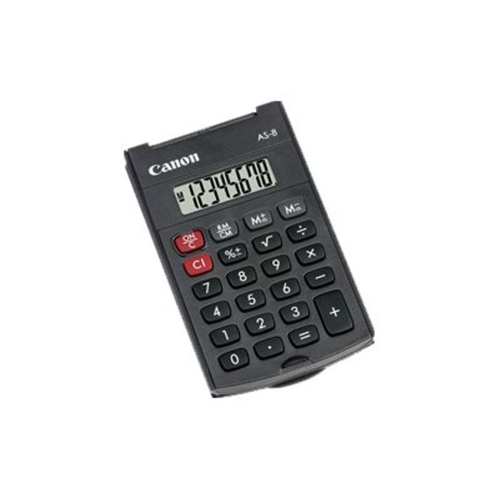 4960999673615-Calculatrice de poche Canon AS-8 - 8 chiffres - alimentation batterie-Angle gauche-1