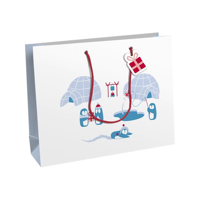 5033601004974-Clairefontaine - Sac cadeau - pingouins bleu - 37,3 cm x 11,8 cm x 27,5 cm-Angle gauche-0