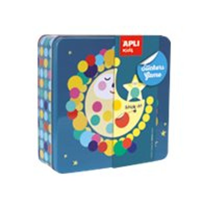 8410782152217-Apli Kids - Boîte métallique jeu de gommettes - Lune-Angle gauche-0