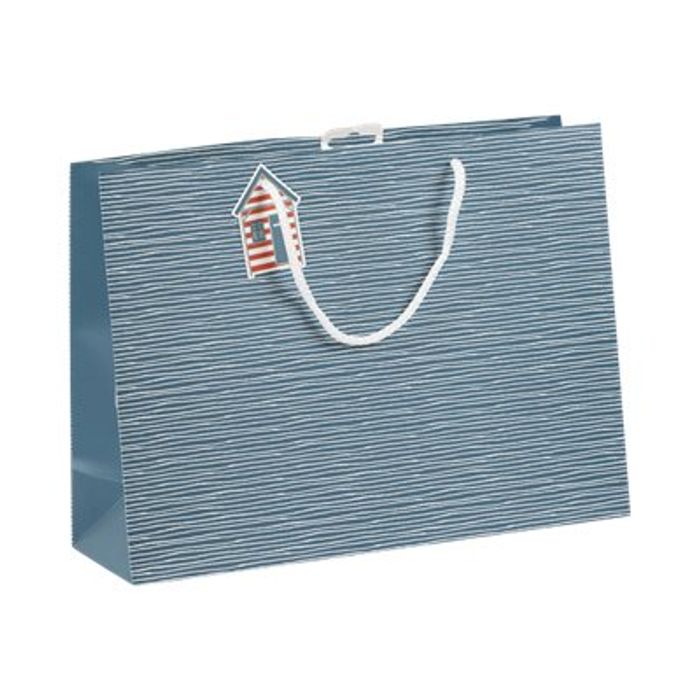 5033601002642-Clairefontaine - Sac cadeau - dieppe bleu/blanc - 37,3 cm x 11,8 cm x 27,5 cm-Angle gauche-0