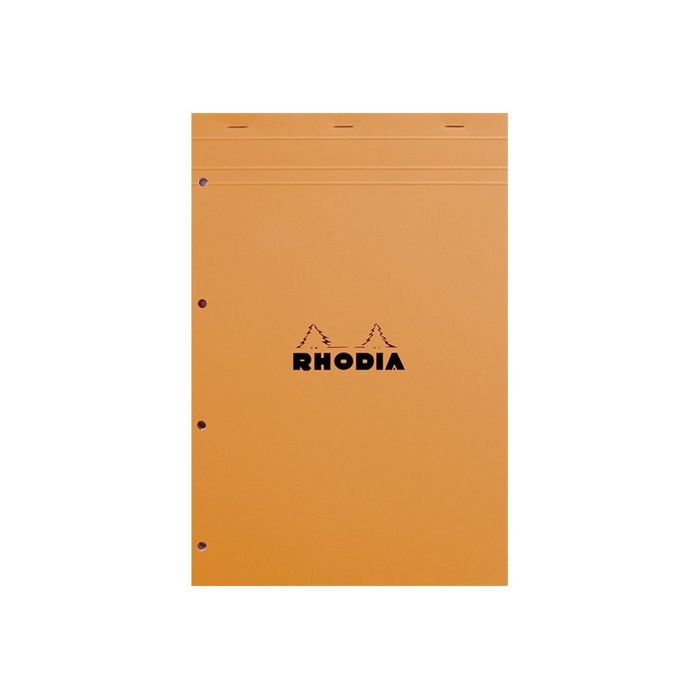 3037920201009-Rhodia Basics - Bloc notes - A4 - 160 pages - grands carreaux - 80g - orange-Avant-0