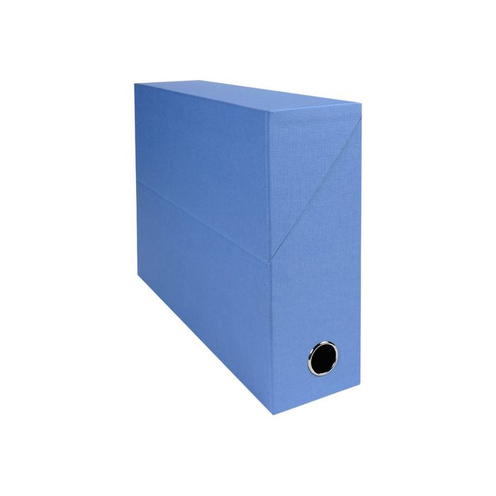 3130630895220-Exacompta - Boîte de transfert - dos 90 mm - toile bleu clair-Angle gauche-1