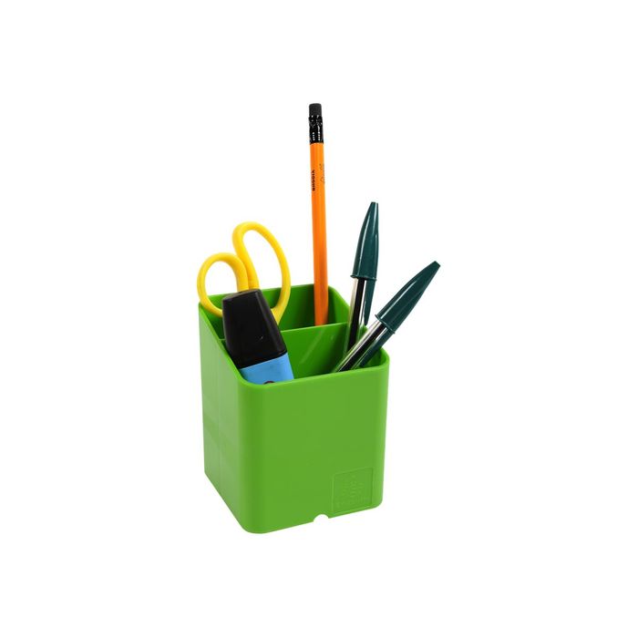 9002493099517-Exacompta Pen-Cube - Pot à crayons vert pomme-Angle gauche-0