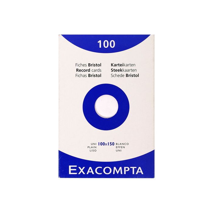 3130630133025-Exacompta - Pack de 100 Fiches bristol - 10 x 15 cm - uni - blanc-Avant-1