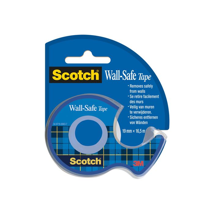 4054596313224-Scotch Wall-Safe - Ruban adhésif avec distributeur - 19 mm x 16,5 m-Avant-3