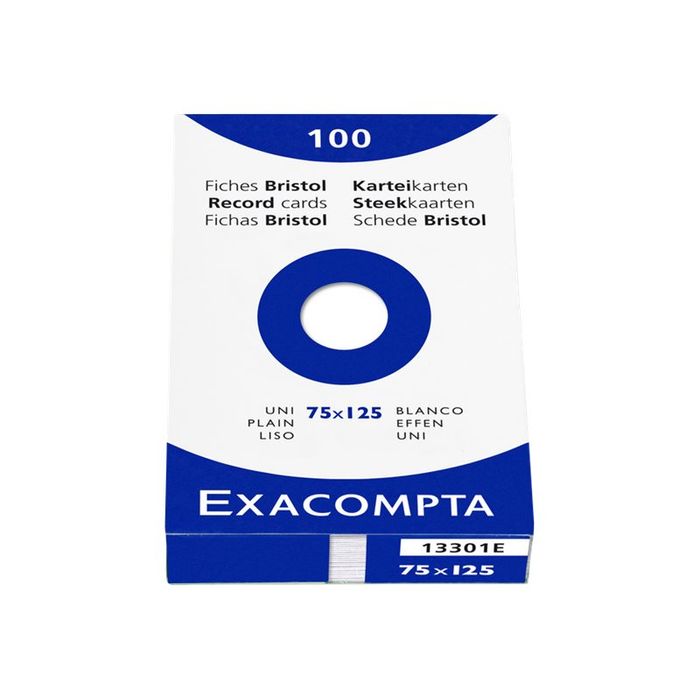 3130630133018-Exacompta - Pack de 100 Fiches Bristol - 7,5 x 12,5 cm - unies - non perforées - blanc-Avant-1