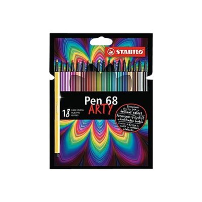 4006381547024-STABILO Pen 68 ARTY - 18 Feutres de coloriage - couleurs assorties-Avant-0