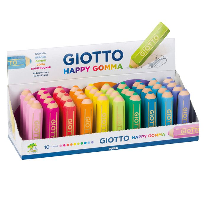 8000825020698-GIOTTO HAPPY GOMMA - Gomme - crayon - 15 x 65 mm - assortiment de couleurs classiques - caoutchouc--0