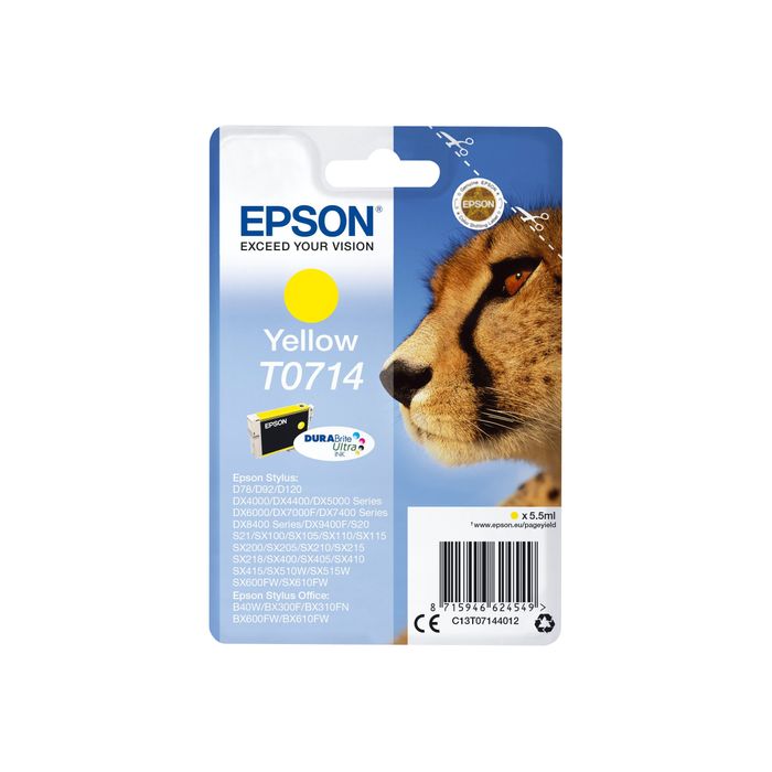 8715946329758-Epson T0714 Guépard - jaune - cartouche d'encre originale-Avant-0