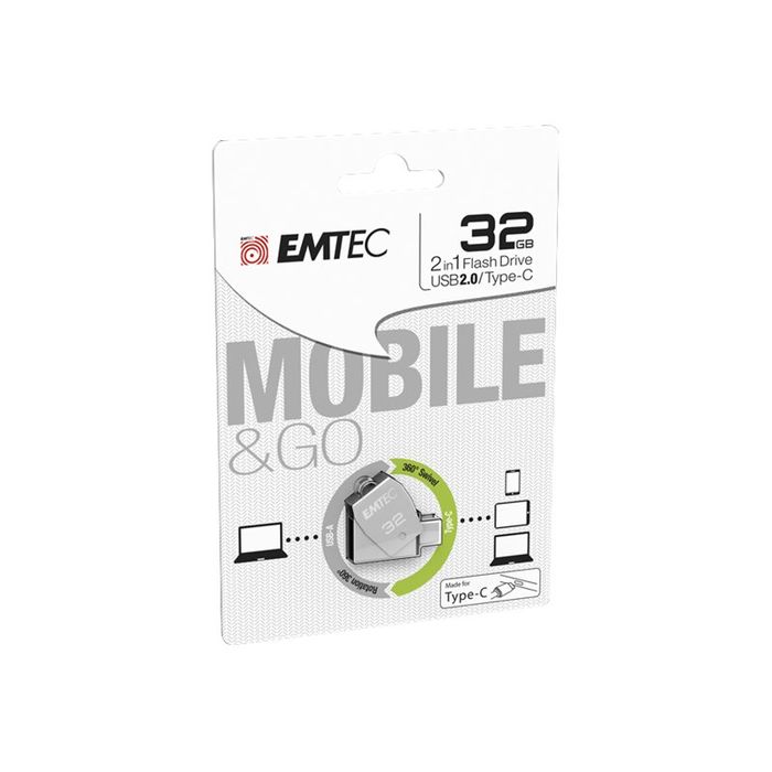 3126170158208-Emtec Mobile & Go T250C type-C - clé USB 32 Go - USB 3.0-Angle gauche-1