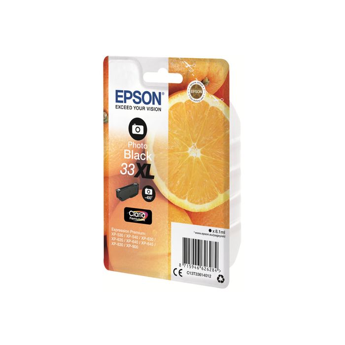 8715946600598-Epson 33XL Oranges - noir photo - cartouche d'encre originale-Angle droit-1