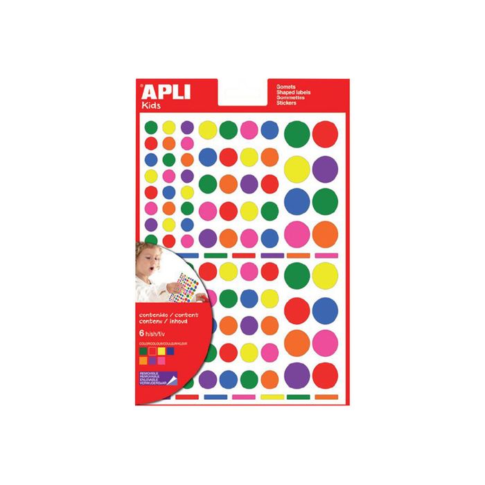 8410782129707-Apli - 6 feuilles gommettes rondes - coloris assortis-Avant-1