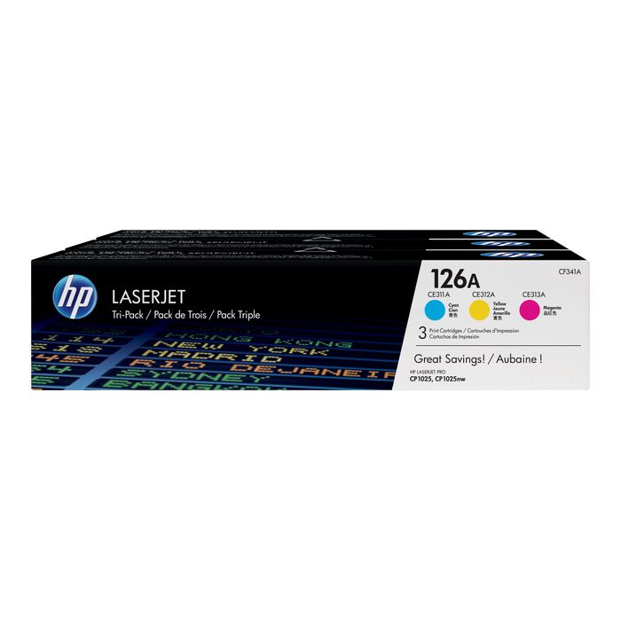 886112385606-HP 126A - Pack de 3 - cyan, magenta, jaune - cartouche laser d'origine-Avant-0