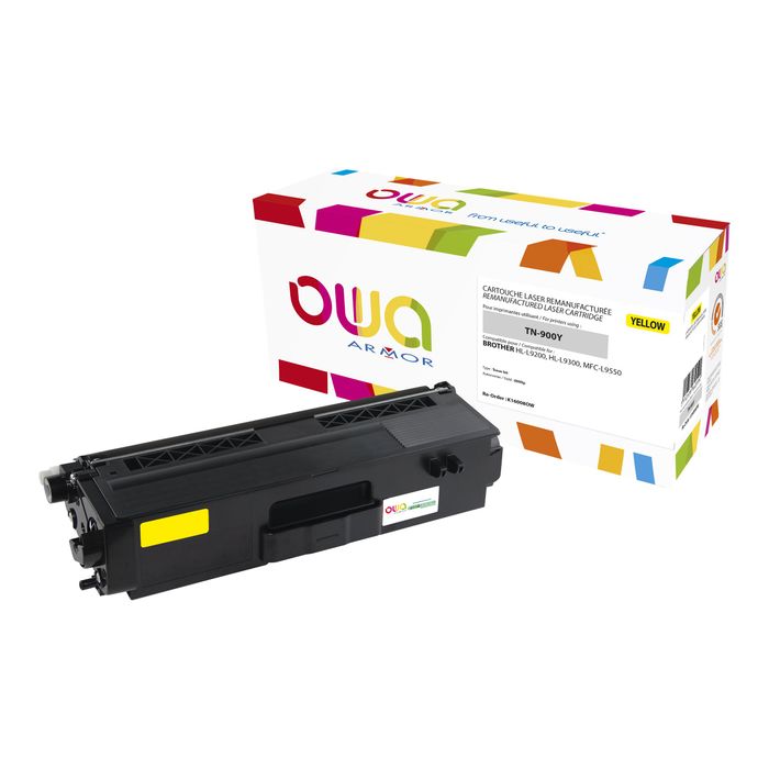3112539640590-Cartouche laser compatible Brother TN900 - jaune - Owa K16008OW-Avant-0
