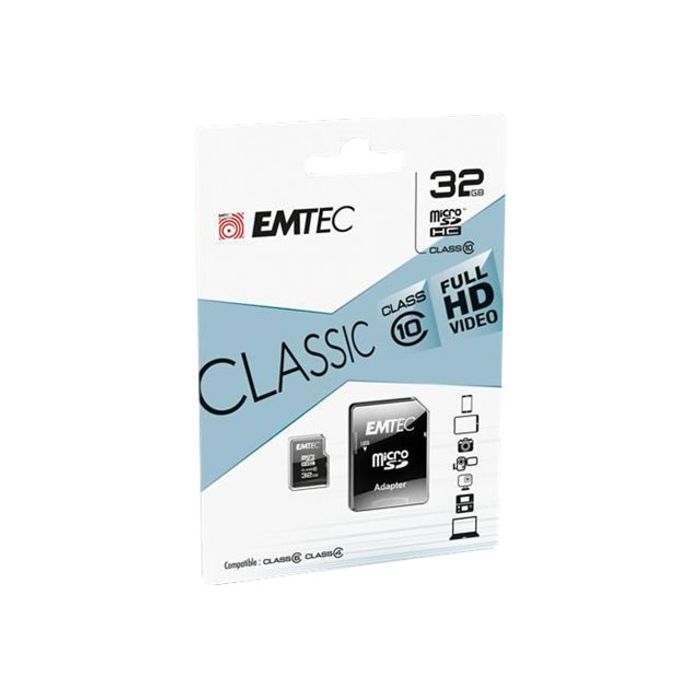 3126170158505-Emtec - carte mémoire 32 Go - Class 10 - micro SDHC-Angle gauche-1